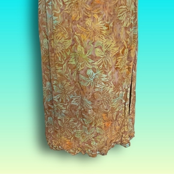 NOMADIC Traders Brown Green Floral Shift A-Line Tunic Tank Dress Medium - Picture 7 of 15